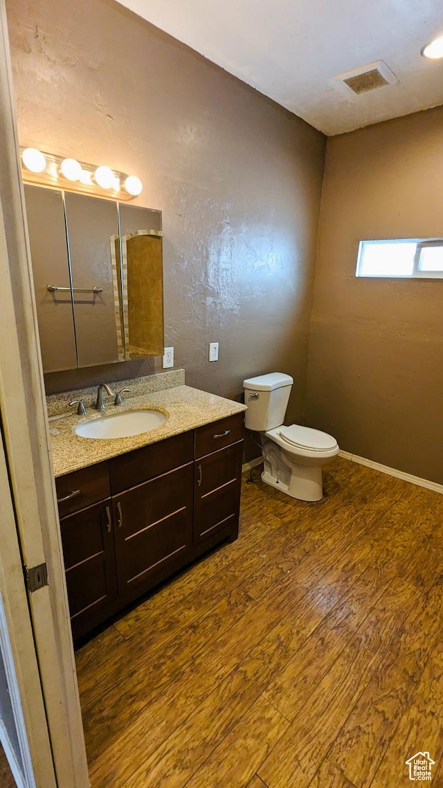 18250 N 4400 W, Fielding, UT 84311 - bathroom with wood finished floors, toilet, and vanity