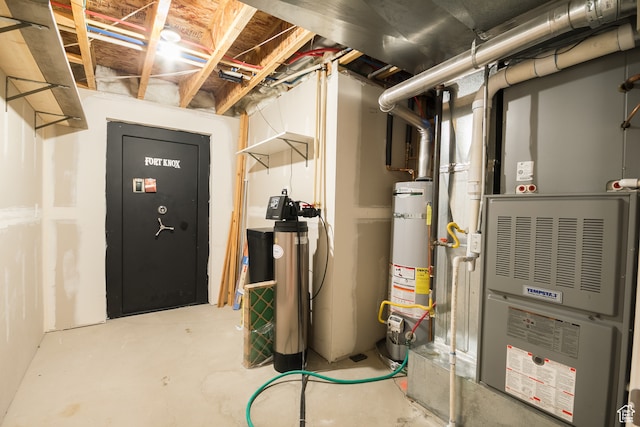 utility room featuring gas water heater