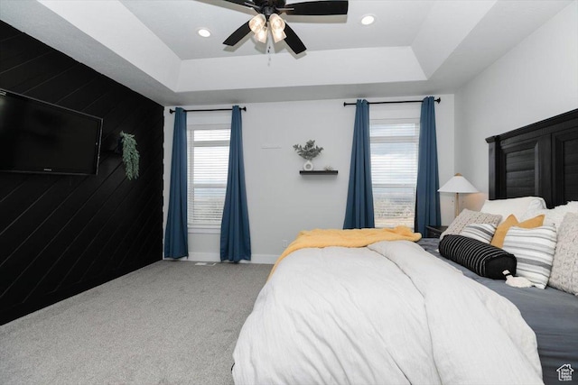615 N 750 E, Hyde Park, UT 84318 - bedroom with a raised ceiling, carpet flooring, baseboards, a ceiling fan, and recessed lighting