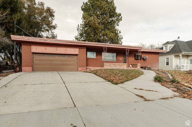 single story home with a garage