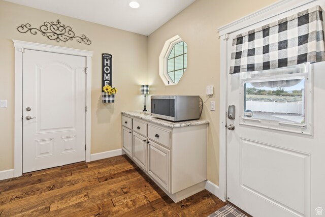entrance foyer featuring a healthy amount of sunlight and dark hardwood / wood-style floors