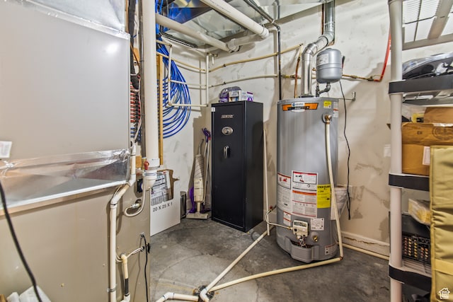 utilities with heating unit and gas water heater