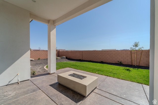 3092 E 2110th St S, St George, UT 84790 - view of patio / terrace with an outdoor fire pit