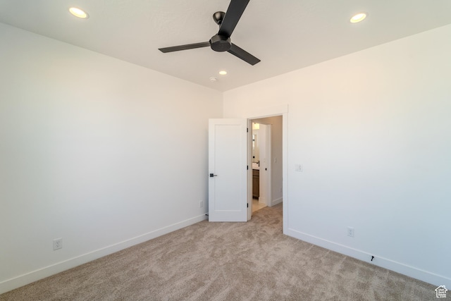 3092 E 2110th St S, St George, UT 84790 - empty room with a ceiling fan, light carpet, recessed lighting, and baseboards