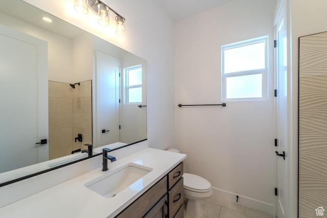 3092 E 2110th St S, St George, UT 84790 - bathroom featuring vanity, toilet, tile patterned floors, baseboards, and recessed lighting