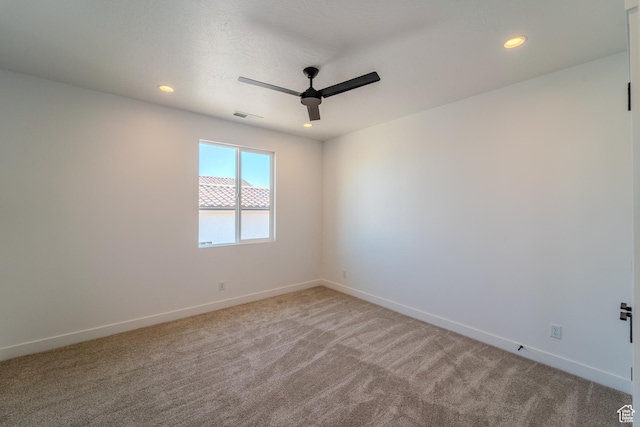 3092 E 2110th St S, St George, UT 84790 - unfurnished room featuring ceiling fan, light carpet, baseboards, and recessed lighting