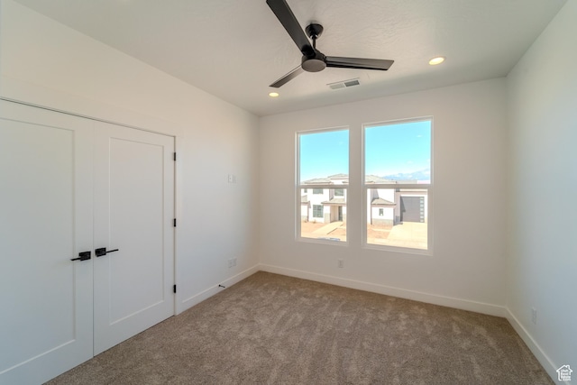 3092 E 2110th St S, St George, UT 84790 - carpeted empty room featuring ceiling fan, baseboards, and recessed lighting