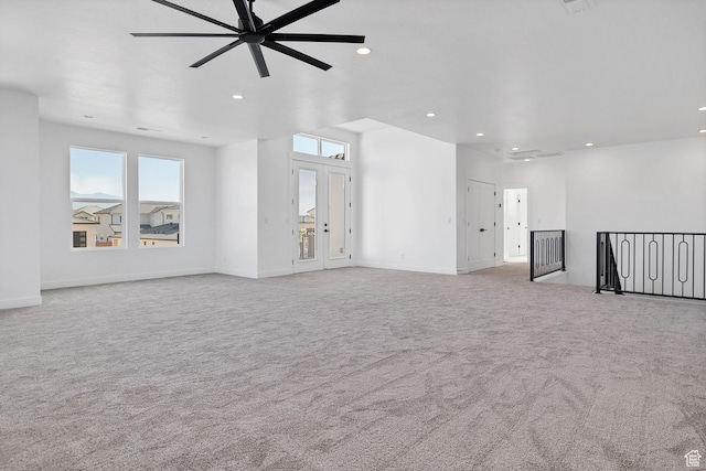 3092 E 2110th St S, St George, UT 84790 - unfurnished living room with carpet, plenty of natural light, recessed lighting, and ceiling fan