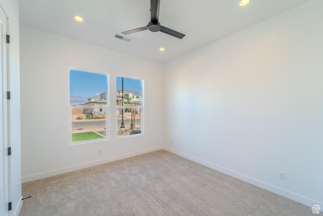3092 E 2110th St S, St George, UT 84790 - spare room featuring ceiling fan, recessed lighting, carpet floors, and baseboards