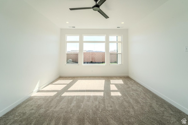 3092 E 2110th St S, St George, UT 84790 - unfurnished room with a ceiling fan, light colored carpet, baseboards, and recessed lighting