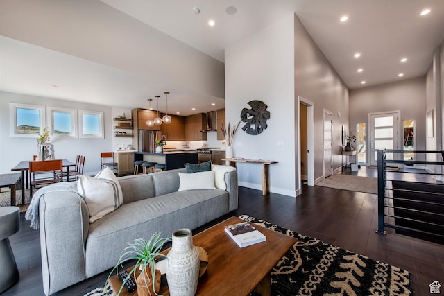 11785 N Apex Way Unit 60, Hideout, UT 84036 - living room featuring dark wood-style flooring and recessed lighting