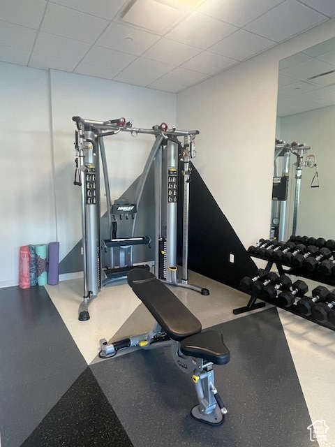 2670 W Canyons Resort Dr Unit 205, Park City, UT 84098 - exercise room featuring a drop ceiling