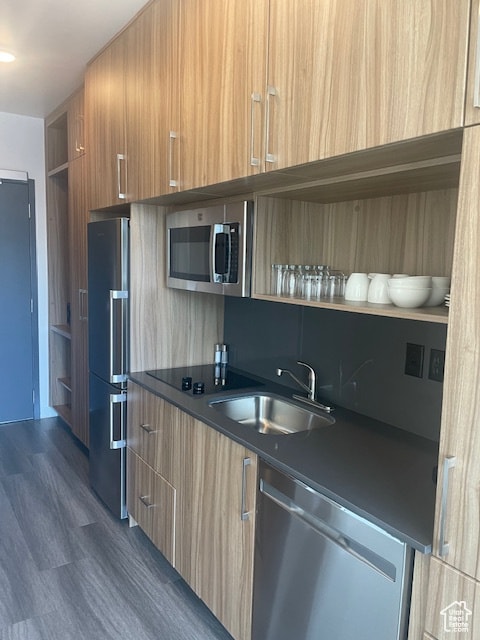 2670 W Canyons Resort Dr Unit 205, Park City, UT 84098 - kitchen with appliances with stainless steel finishes, dark wood-type flooring, and sink