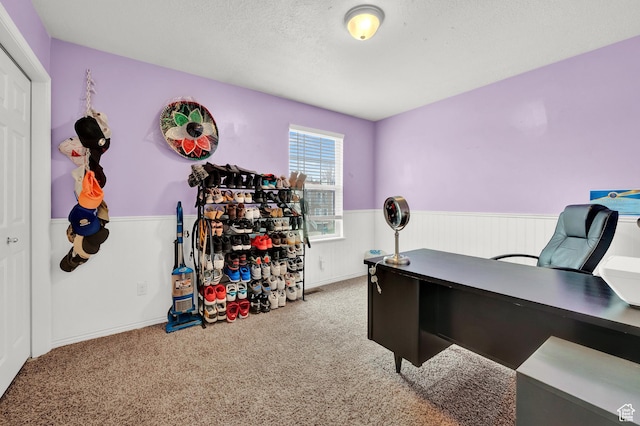 2778 W 5400 S, Roy, UT 84067 - carpeted home office featuring wainscoting and a textured ceiling