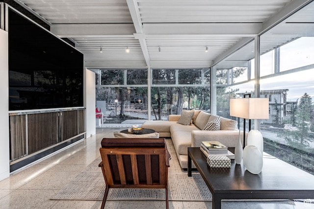 4345 S Zarahemla Dr, Salt Lake City, UT 84124 - sunroom / solarium featuring beamed ceiling