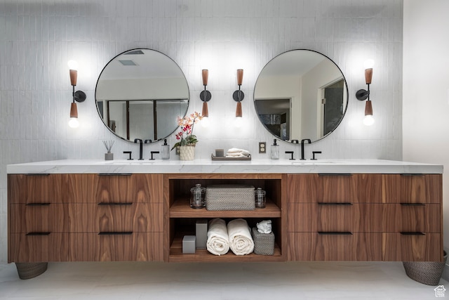 4345 S Zarahemla Dr, Salt Lake City, UT 84124 - bathroom featuring vanity and tile walls