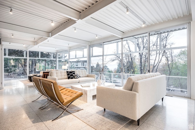 4345 S Zarahemla Dr, Salt Lake City, UT 84124 - sunroom / solarium with beam ceiling and a wealth of natural light