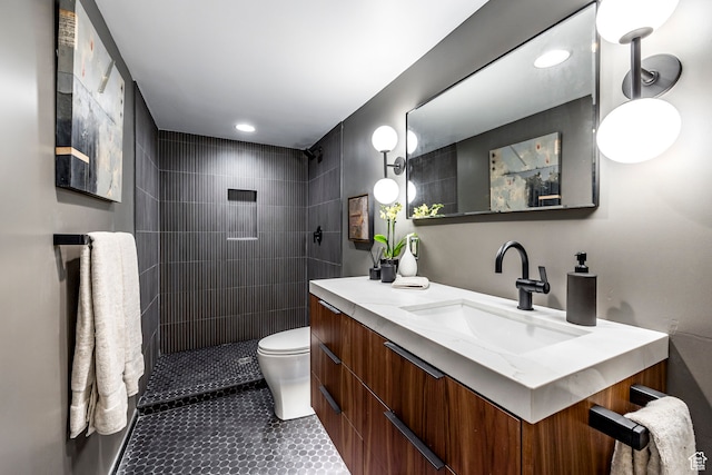 4345 S Zarahemla Dr, Salt Lake City, UT 84124 - bathroom with vanity, toilet, and tiled shower