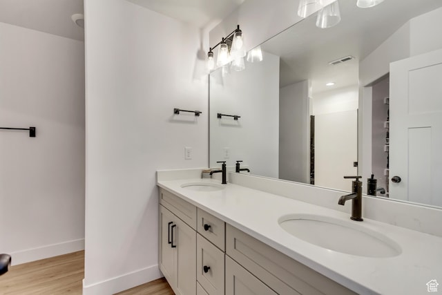 bathroom featuring wood-type flooring and vanity