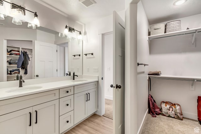 bathroom featuring vanity and wood-type flooring