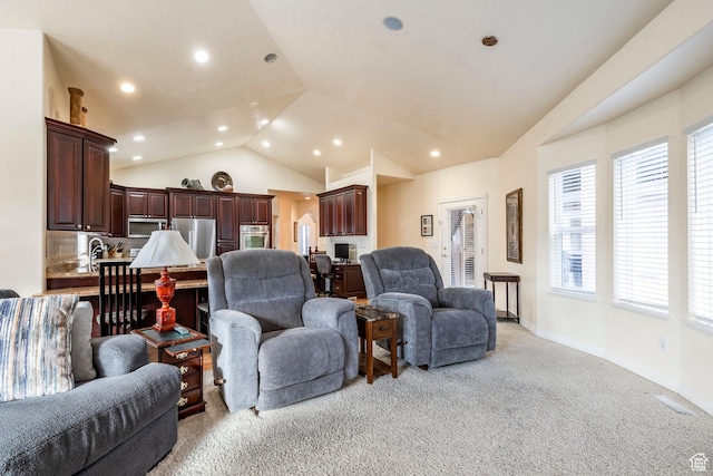 618 E Draper Heights Way S, Draper, UT 84020 - carpeted living room with lofted ceiling