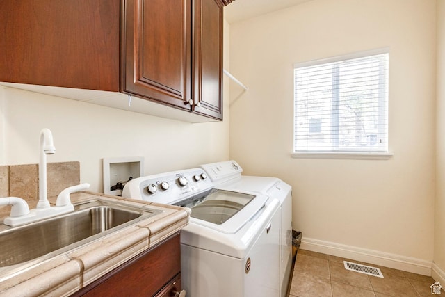 618 E Draper Heights Way S, Draper, UT 84020 - washroom featuring sink, light tile patterned floors, cabinets, and independent washer and dryer