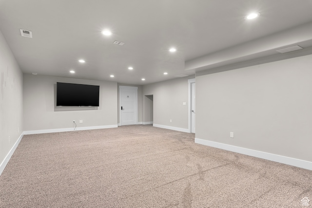 basement featuring carpet