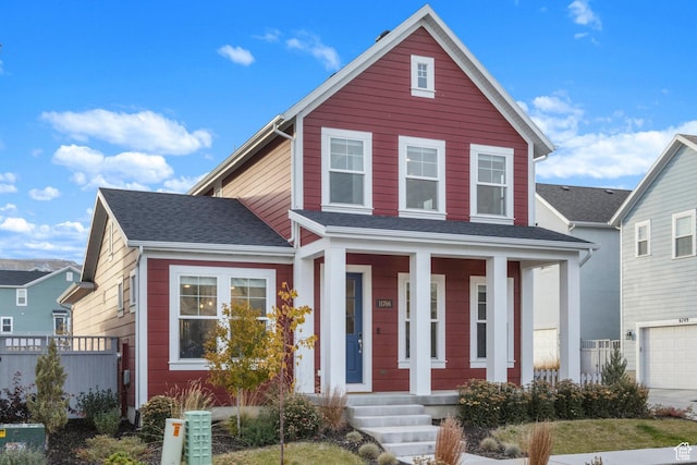 front of property with a garage