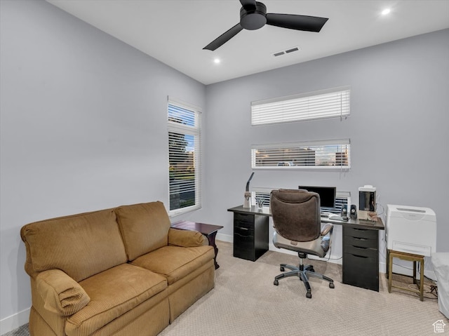5349 W 3160 S, Hurricane, UT 84737 - office featuring light carpet and ceiling fan