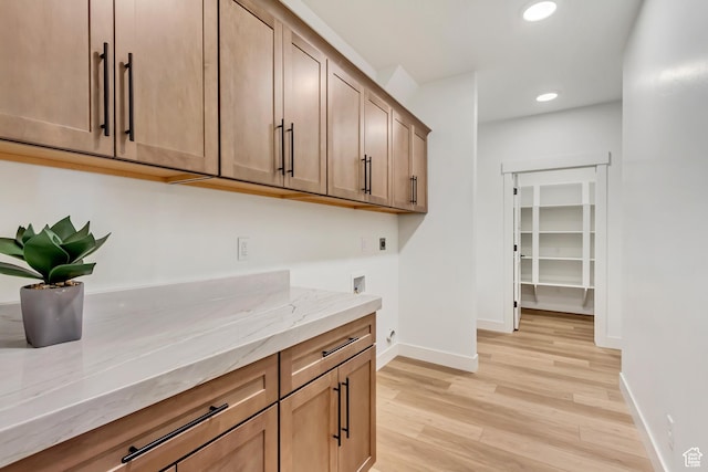 786 S 1260 W Unit 119, Heber City, UT 84032 - laundry area with hookup for an electric dryer, recessed lighting, light wood-type flooring, cabinet space, and hookup for a washing machine