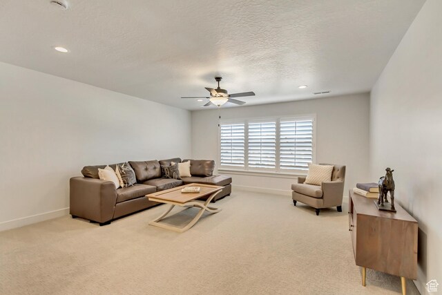 786 S 1260 W Unit 119, Heber City, UT 84032 - living area featuring ceiling fan, carpet, recessed lighting, and a textured ceiling
