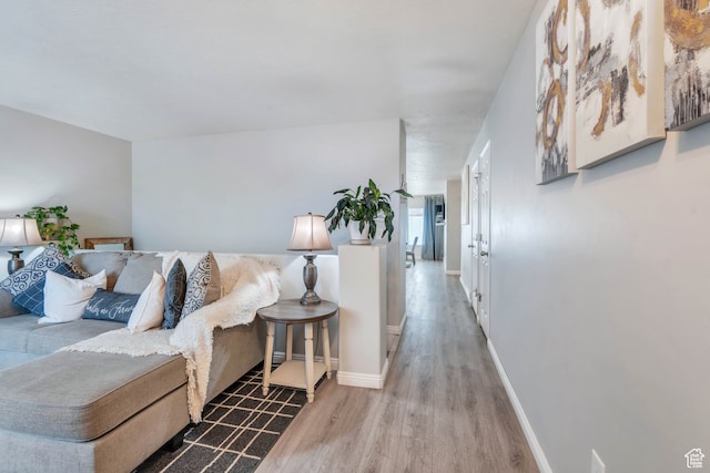 living room with hardwood / wood-style flooring