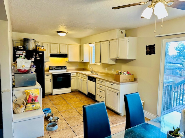 6301 S 2700 W, Taylorsville, UT 84129 - kitchen with range with electric cooktop, a sink, under cabinet range hood, dishwasher, and a ceiling fan