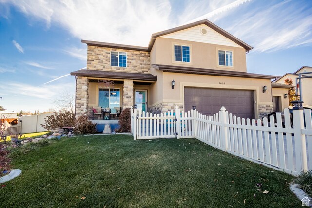 1605 W 1400 S, Vernal, UT 84078 - view of front facade with a garage and a front lawn