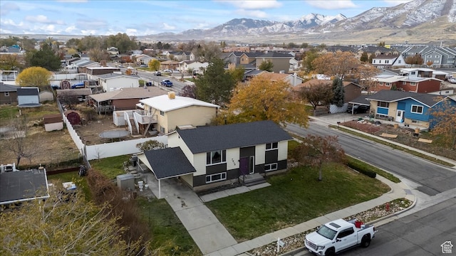 drone / aerial view with a mountain view