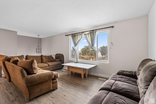 living room with wood-type flooring