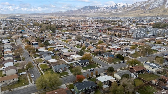 drone / aerial view with a mountain view