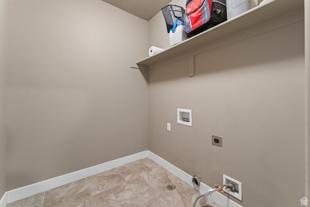 clothes washing area with hookup for a washing machine and electric dryer hookup