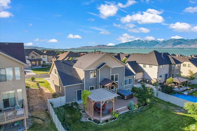 drone / aerial view with a mountain view