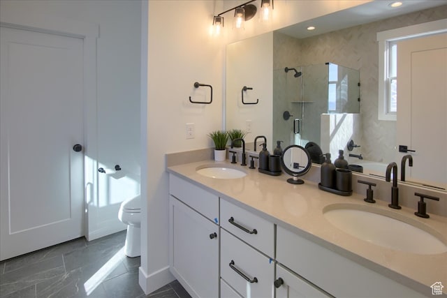 11687 N Shoreline Dr, Hideout, UT 84036 - bathroom featuring vanity, a shower with shower door, and toilet