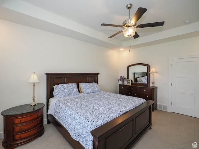 1766 S Degiorgio W, Taylor, UT 84401 - carpeted bedroom featuring a tray ceiling and ceiling fan