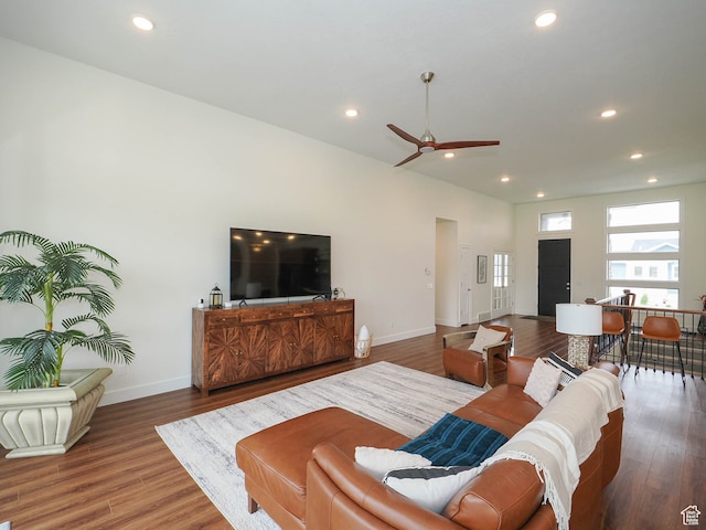 1766 S Degiorgio W, Taylor, UT 84401 - living room featuring wood-type flooring and ceiling fan