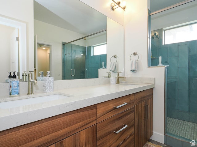 1766 S Degiorgio W, Taylor, UT 84401 - bathroom featuring vanity and a shower with door