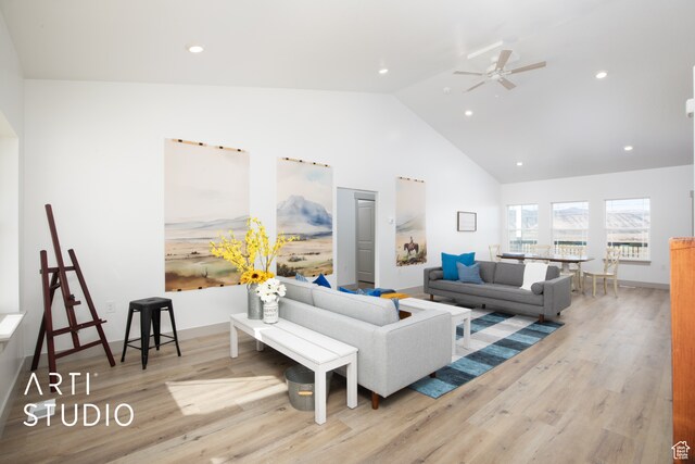1242 S 500 W Unit 07, Manti, UT 84642 - living room featuring high vaulted ceiling and light hardwood / wood-style floors