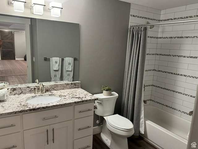 106 E 710 N, Lindon, UT 84042 - bathroom with vanity, shower / bath combination with curtain, and wood finished floors