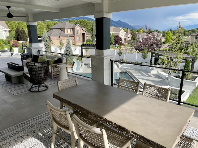 106 E 710 N, Lindon, UT 84042 - view of patio / terrace with a mountain view and ceiling fan
