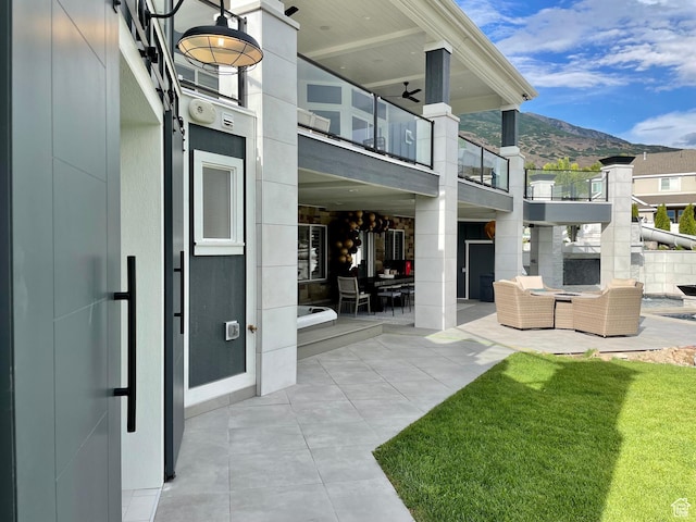 106 E 710 N, Lindon, UT 84042 - patio / terrace with a patio area, a mountain view, and outdoor lounge area
