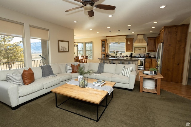 2195 S 1600 W, Richfield, UT 84701 - living room with a ceiling fan and recessed lighting