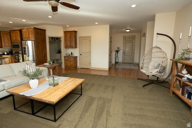 2195 S 1600 W, Richfield, UT 84701 - living room featuring hardwood / wood-style floors and ceiling fan