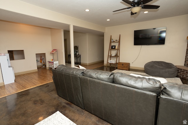 2195 S 1600 W, Richfield, UT 84701 - living room with dark hardwood / wood-style flooring and ceiling fan